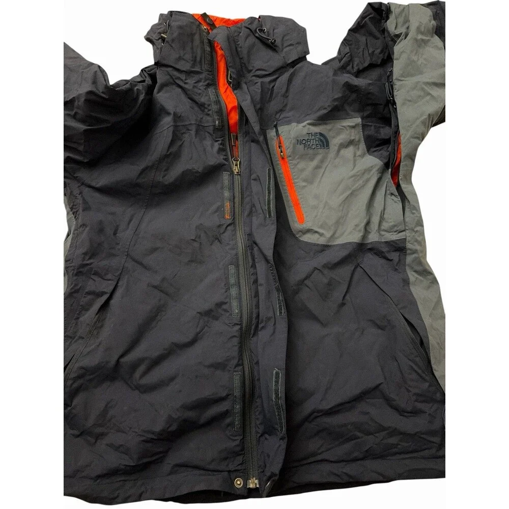 The North Face Men’s M Hooded‎ Jacket Navy Gray Orange Lining Outdoor Hiking Zip